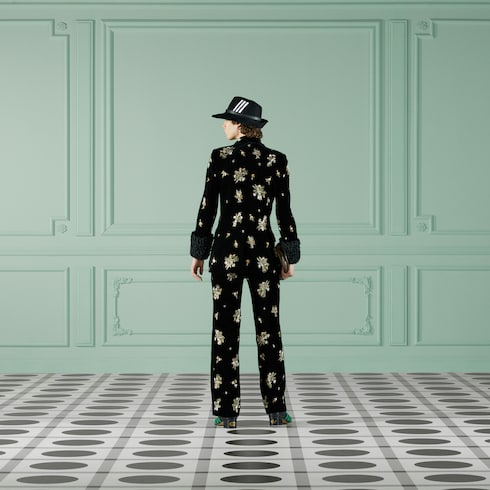 Embroidered velvet jacket
