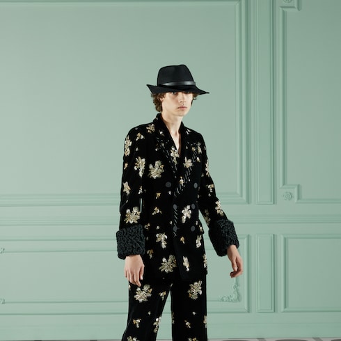 Embroidered velvet jacket