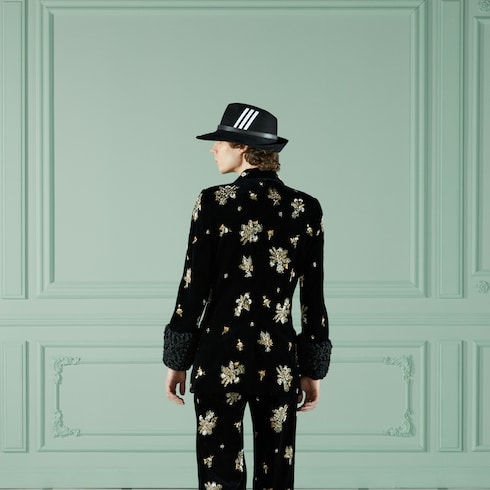 Embroidered velvet jacket
