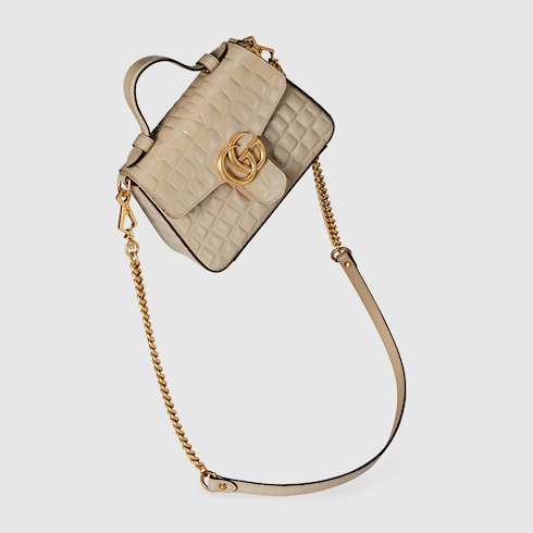 GG Marmont small crocodile shoulder bag in oatmeal