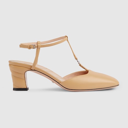 Women's Petite GG slingback pump in beige leather | GUCCI® SG