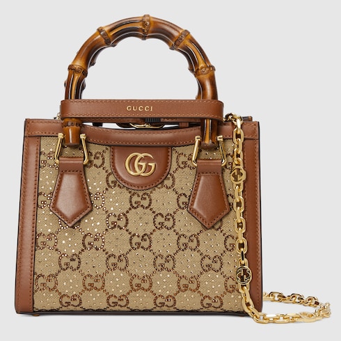 Маленький-сумка-тоут Gucci Diana с кристаллами