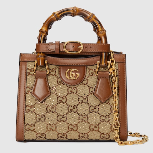Gucci Diana crystals small tote bag