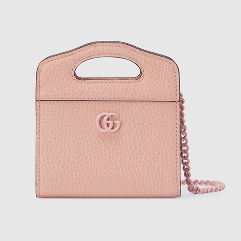 Cartera GG Marmont con tarjetero y asa en piel rosa claro | GUCCI® ES