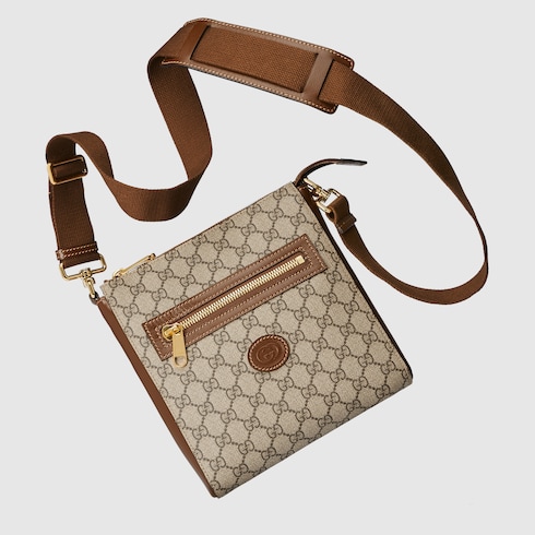 Borsa a tracolla GG Supreme misura piccola in tessuto Supreme beige ed ebano GUCCI Italia