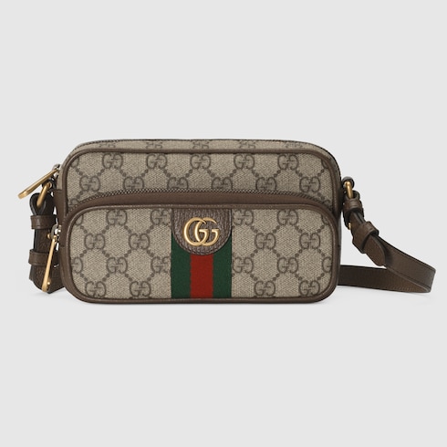 Ophidia GG small belt bag in beige and ebony Supreme