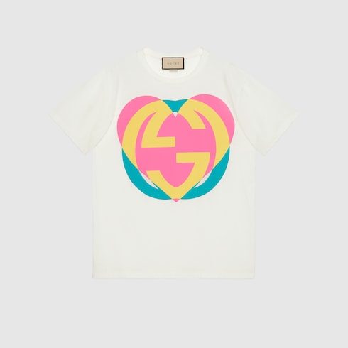 Interlocking G heart T Shirt in white GUCCI MX