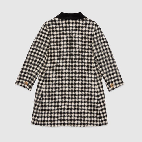 儿童方格纹羊毛大衣