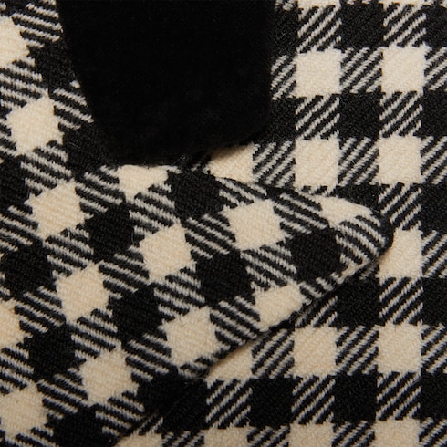 儿童方格纹羊毛大衣