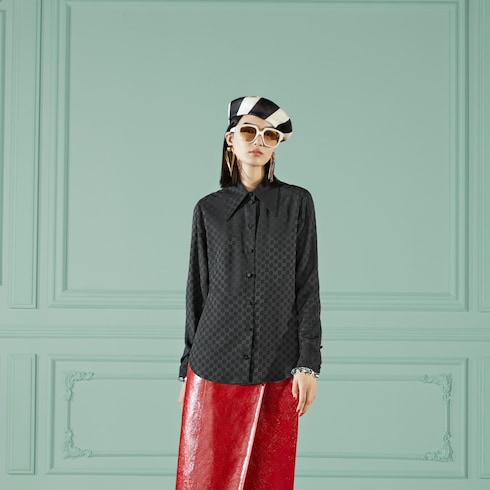 GG silk crêpe shirt