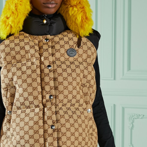GG cotton canvas puffer vest 