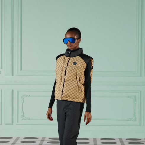 Gilet sans manche matelassé en toile de coton GG 