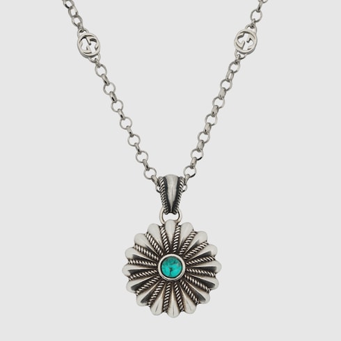 Interlocking G necklace with flower