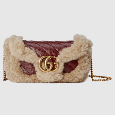 Gucci Diagonal Mini GG Marmont Chain Shoulder Bag