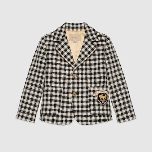 Children's gingham wool jacket