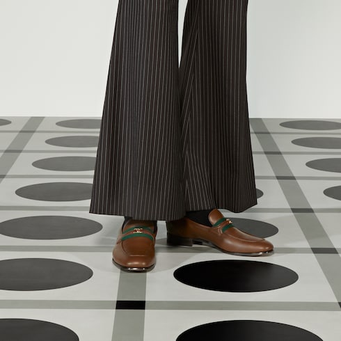 Gucci HA HA HA loafer with Interlocking G in brown leather | GUCCI® MX