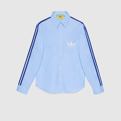 adidas x Gucci Oxford cotton shirt in light blue | GUCCI® Canada