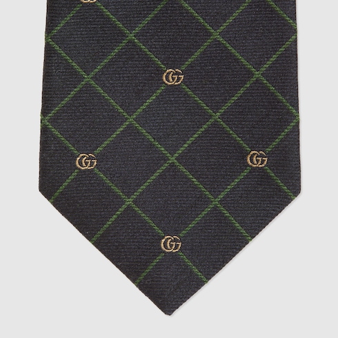 Double G and check silk jacquard tie Detail 4