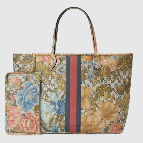Gucci floral print tote shop