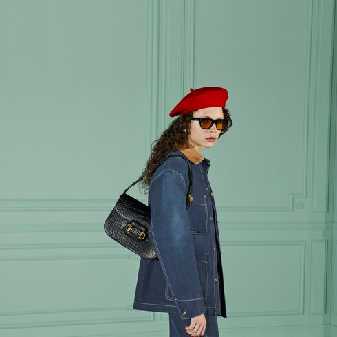 Jackie crocodile shoulder bag gucci store