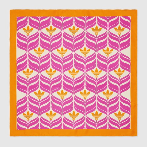 adidas x Gucci silk scarf in fuchsia and orange | GUCCI® US