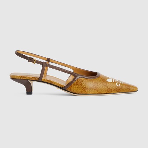 adidas x Gucci women's GG slingback pump in beige and brown GG Crystal  canvas | GUCCI® US