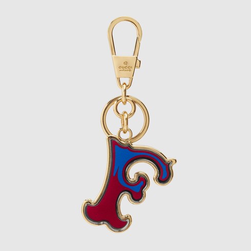 Letter F Plexiglas keychain in dark red and gold | GUCCI® Canada