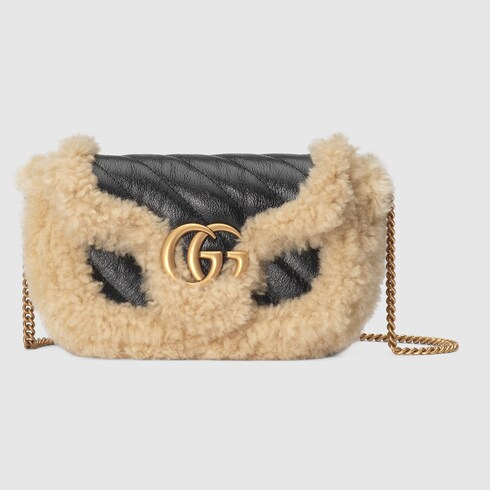 Black GG Marmont super mini leather cross-body bag, Gucci