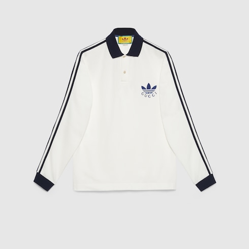 adidas x Gucci cotton piquet polo shirt in ivory | GUCCI® GR
