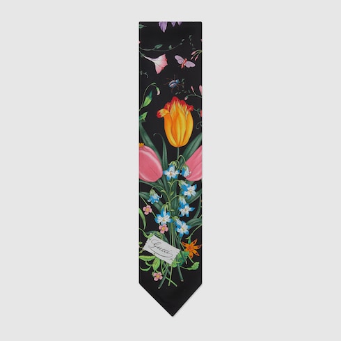 Printed silk neck bow