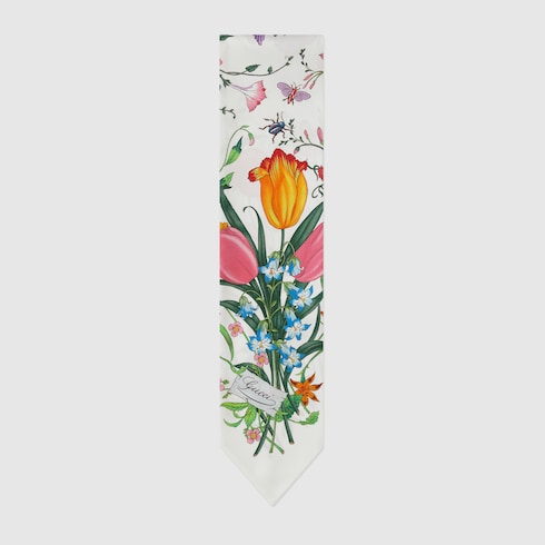 Printed silk neck bow