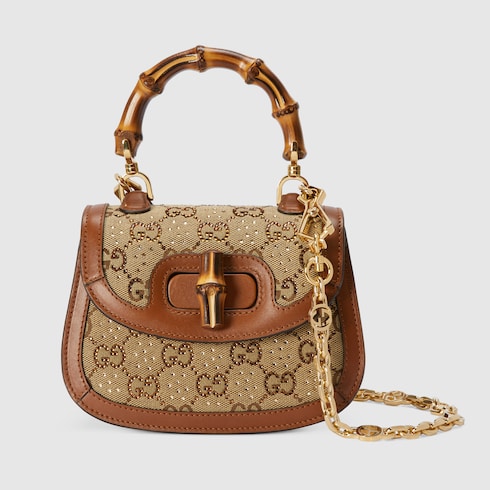 Mini borsa Gucci Bamboo 1947 con cristalli