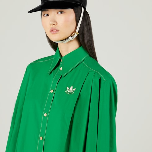 adidas x Gucci联名系列褶裥棉衬衫in绿色| GUCCI® ZA