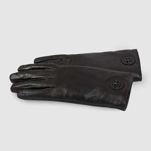 Leather gloves with Double G