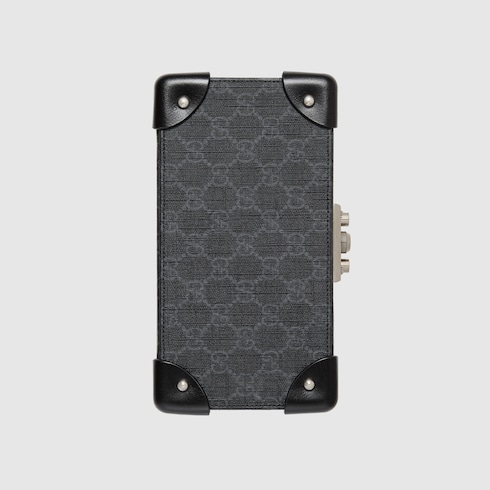 Small rigid jewelry case in black Supreme | GUCCI® US