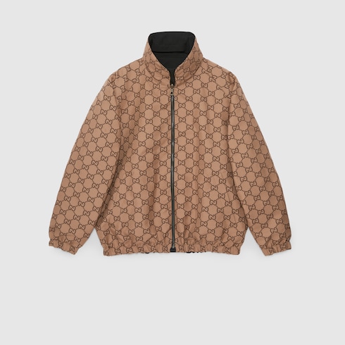 Reversible poplin jacket in black | GUCCI® US