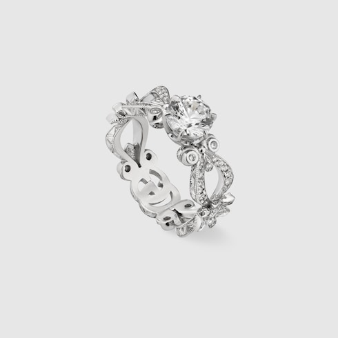 Gucci Flora 18k solitaire ring