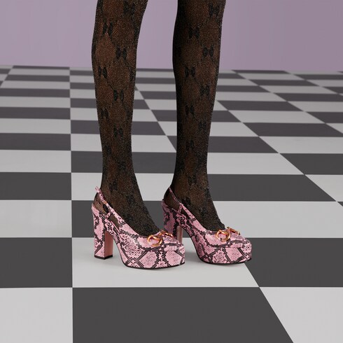 Gucci Women's python print high heel pump. 3