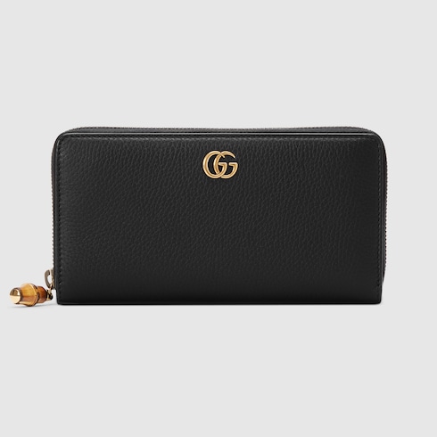 Gucci Black Leather Zip Around Wallet, Leather