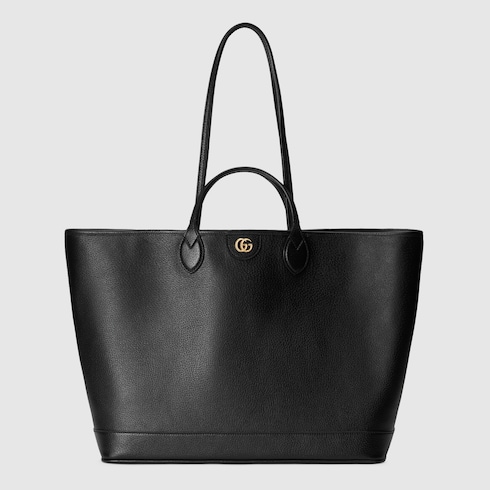 Ophidia Large Tote Bag In Black Leather 