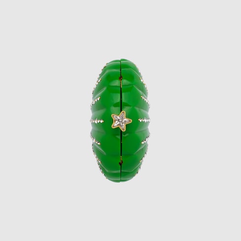 すぐ届く！GUCCI クリスタル付 シェル型 MINAUDIERE Shell-shaped minaudière with crystals in green resin | GUCCI® SG