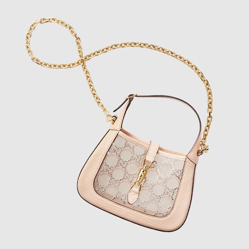 Mini borsa Jackie 1961 in lucertola con cristalli GG