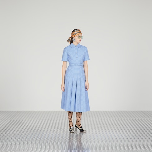 Cotton poplin midi dress