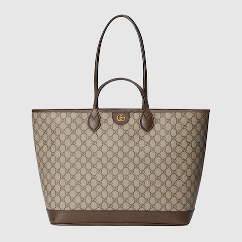 Gucci Large Beige/Tan GG Coated Canvas/Leather Ophidia Tote Bag