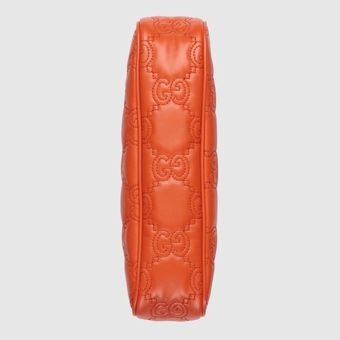 GG Matelassé small shoulder bag in orange leather | GUCCI® SG