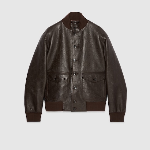 Gucci leather bomber jacket hotsell