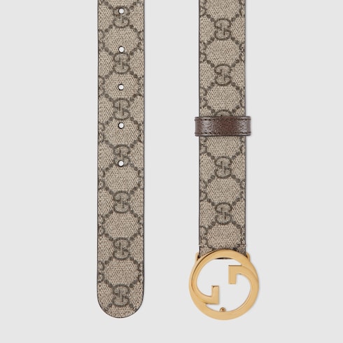 Gucci GG Supreme Belt w/ Interlocking G - Size 38