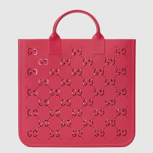 Children's GG tote bag in Pink Rubber