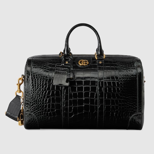 Crocodile duffle bag with Double G Detail 2