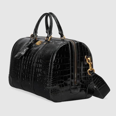 Crocodile duffle bag with Double G Detail 2